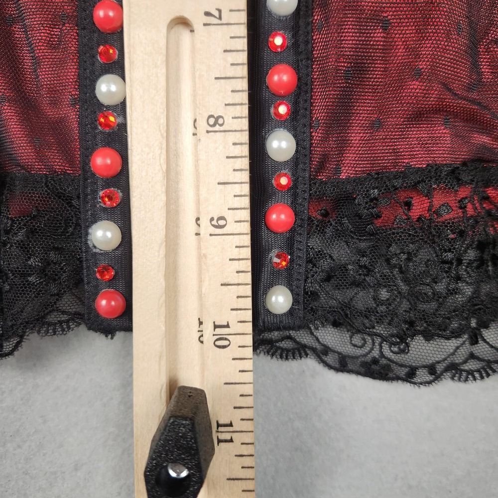 Affinitas Intimates Bustier Corset Top Womens 32C Red Black Lace Rhinestone - Picture 15 of 16